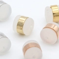 Silicone earring backings with metal rings in gold and silver for jewelry making - Round Style (D168) / Silver (Platinum Plated)