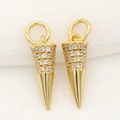 Pair of 14k gold plated cone charms with cubic zirconia inlay for DIY jewelry design - Cone Shape (H-4188)