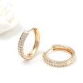 Macro shot of gold hoop earrings with double-row micro-pave white cubic zirconia - Double Row Zirconia Style (H-4593)