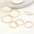 Set of five 14K gold-plated textured stacking rings with delicate wave pattern finish - 16mm / 14K Gold