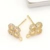 Boucles d'oreilles trèfle à quatre feuilles plaquées or 14K en argent 925 et zircons - Or