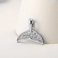 DIY jewelry 14K gold plated zircon mermaid tail pendant for handmade earrings - Silver with White Zircon