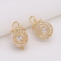 14K gold plated spiral wire wrapped pearl pendants for DIY jewelry making and earrings - Round Wrapped Style(H-2890)