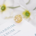 Handmade 14K gold plated hollow wire-wrapped round sphere pendant with zircon stone - 14K Gold