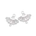 Silver-plated zircon fan-shaped pendant connector for DIY jewelry earrings - Palladium