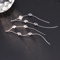 Versilberter langer Quasten-Schmuckanhänger mit Zirkonia-Steinen für DIY-Ohrringe - Silber