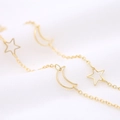 14k gold plated chain with hollow star and moon pendants for DIY jewelry making - AL-36 / 14K Gold