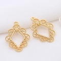 DIY jewelry parts featuring 14K gold plated lace rhombus pendant for earring making - H-3393(22*17mm) / 14K Gold