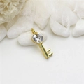 Colgante de llave de corazón de oro de 14K con circonitas para joyería DIY - Oro 14K