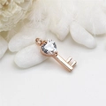 Elegante colgante de llave de corazón en oro rosa 14K con circón para joyería DIY - Rosa oro