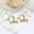 Adjustable 14K gold plated screw ear clips with loop for handmade DIY jewelry making - 4mm (With Loop) / Real Gold