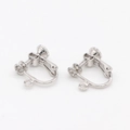 Close-up of silver screw-back earring converters with adjustable U-shape design - 4mm / Palladium With Pearl Tray