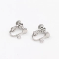 Close-up of silver screw-back earring converters with hook loops for DIY jewelry making - 4mm (Without Loop) / Palladium