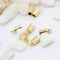 Polished 14K gold plated cylindrical tassel caps and jewelry findings on white stones - Y460(4mm) / 14K Gold