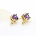 14K gold plated purple zircon stud earrings with hanging loop for DIY jewelry making - 14K Purple
