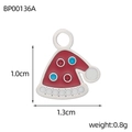 Pendentif bonnet de Noël en émail rouge et blanc pour création de bijoux DIY - Chapeau de Noël Argenté (BP00136A)