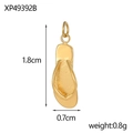Detailed view of a gold flip-flop charm with dimensions 1.8cm by 0.7cm and 0.8g weight - Flip Flop Shape (XP49392B)