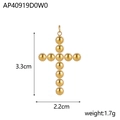 Vintage golden beaded cross pendant for DIY jewelry making 3.3cm by 2.2cm - Beaded Ball Cross (AP40919D0W0)