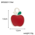 Detail of red apple charm in 18K gold plated steel with 1.5x1.2cm size measurements - Silver Edge Red Apple Shape (BP0000117AW)