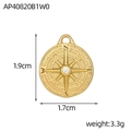 Colgante brújula vintage de acero dorado con circón y dimensiones de 1,9cm - Estilo Brújula Diamante Blanco (AP40820B1W0)
