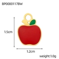 Macro view of 18K gold plated red apple charm showing dimensions 1.5cm by 1.2cm - Gold Edge Red Apple Shape (BP0000117BW)