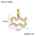 Detailansicht goldener Wassermann-Anhänger mit 1,5 cm Breite und Besatzsteinen - Fp3679d0a0-sp (aquarius)