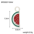 Detail view of a 1.3cm colorful watermelon pendant in red and green enamel coating - Watermelon Shape (BP0000118AW)