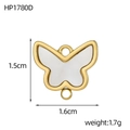 Makro-Detail des Schmetterling-Schmuckverbinders mit Vergoldung und weißem Perlmutt - Schmetterlings-Verbinder mit Doppelringen (HP1780D)