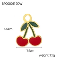 Detail showing red cherry enamel charm measurements of 1.6cm by 1.4cm with gold plating - Gold Cherry Shape (BP0000119DW)