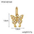 Detail eines 1,0 cm Gold Schmetterlingsanhängers mit Perlenbesatz und 0,7 g leichtem Design - Schmetterlingsanhänger mit Kunstperlen (YP3014D1W0)