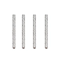 Set of 4 silver-plated frosted tube beads with diamond-cut spiral texture for DIY jewelry - Diameter 2 Length 30 (H-0792) / Palladium