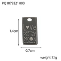 Detail view of rectangular steel pendant with dimensions 1.4cm by 0.7cm and moon engraving - Gun Black Love You To The Moon Rectangle Style (PQ1079321H00)
