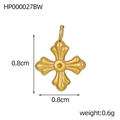 Detailed view of 8mm gold vintage cross pendant with dimensions and weight data - Vintage Cross Flower (HP000027BW)