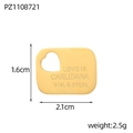 Detail of 316L stainless steel gold rectangle pendant with hollow heart and engraved text - Hollow Heart Love Is Rounded Rectangle (PZ1108721)