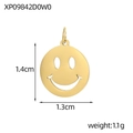 Detailed view of 1.4cm golden smiley face cutout pendant with size and weight specs - Gold Smiley Face Hollow Style (XP09842D0W0)