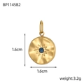 Detailansicht eines 1,6 cm goldenen Wellenanhängers mit dunkelblauem Edelstein - Wellige Sternplatte-Dunkelblau (BP1145B2)