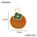 Macro detail of persimmon charm with 18k gold plating and orange enamel fruit pendant - Persimmon Shape (XP00006D)