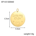 Macro view of 1.7cm golden stainless steel round pendant with Love my Kids engraving - Love My Kids Round Style (XP14313D0W0)