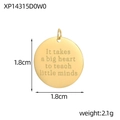 Polished gold stainless steel disc pendant showing 1.8cm diameter and teacher quote - Teacher Appreciation Quote Round Style (XP14315D0W0)