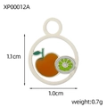 Detail of 18K gold-plated fruit charms with size dimensions and weight info - Silver Edge Mixed Fruit Round Tag (XP00012A)