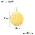 Detail view of round gold stainless steel pendant with Love You to the Moon engraving - Scalloped Love You To The Moon Round Style (XP14474D0W0)