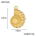 Golden seashell charm pendant dimensions of 2.2cm height and 1.9cm width with shell texture - Conch Style (HP2732D)