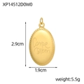 Detailed view of Carpe Diem oval pendant with size dimensions and matte gold finish - Rope Edge Carpe Diem Oval Style (XP14512D0W0)