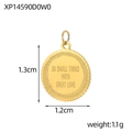 Detail of round gold pendant with Do Small Things With Great Love engraving and coin edge - Coin Edge Do Small Things Round Style (XP14590D0W0)