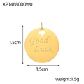 Macro detail of 1.5cm round Good Luck clover pendant in gold stainless steel - Hollow Clover Good Luck Round Style (XP14680D0W0)