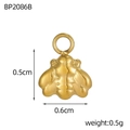 Detailed view of 0.5cm gold bee pendant charm with exact dimensions and weight specs - Little Bee Shape (BP2086B)