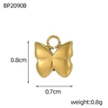 Detailed view of a gold butterfly pendant for DIY jewelry with size measurements - Butterfly Shape (BP2090B)