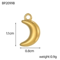 Polished gold crescent moon pendant with 1.1cm height and 0.8cm width specifications - Glossy Moon (BP2099B)