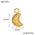Detailed view of 0.7cm golden stainless steel moon pendant with dimensions and weight - Textured Moon (BP2101B)