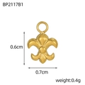 Detailed view of a golden fleur-de-lis charm showing 0.6cm height and 0.7cm width dimensions - Fleur-De-Lis Shape (BP2117B1)